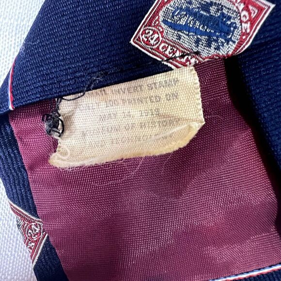 1918 VTG Smithsonian Institute Prince Consort Postage Stamp Tie - Picture 3 of 9